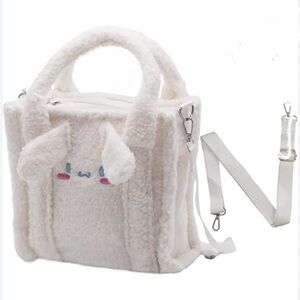 Plush Handbag Anime Tote with Zipper Adjustable Shoulder Strap Satchel Bag